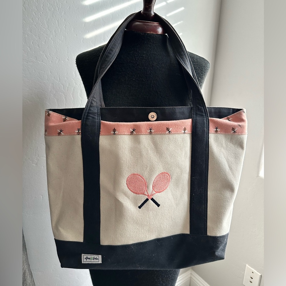 Ame&Lulu Tennis Tote Bag - Navy Blue and Pink